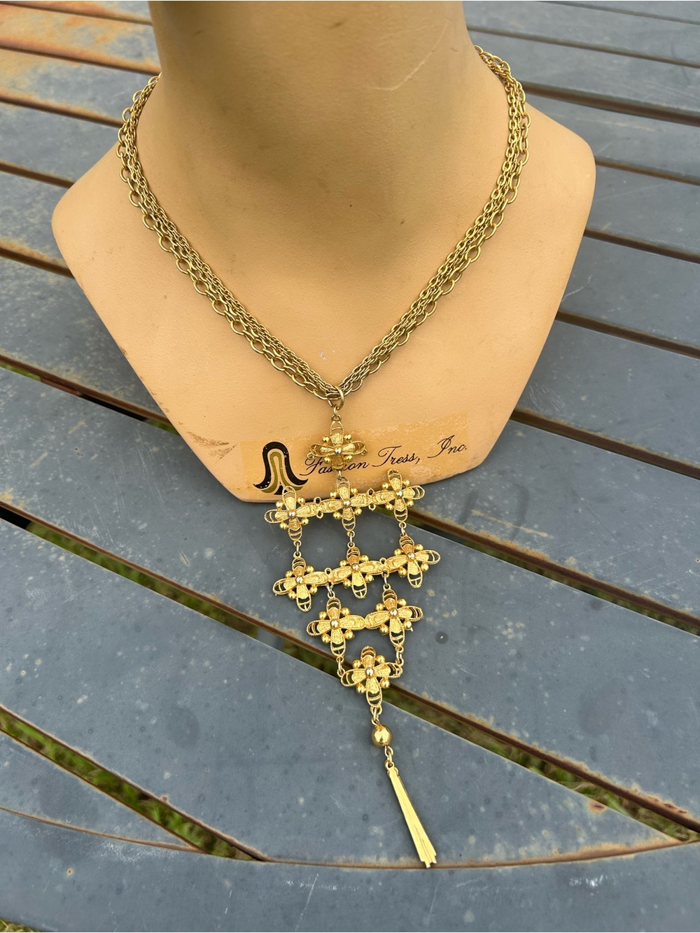 Vintage Gold-Tone Statement Necklace